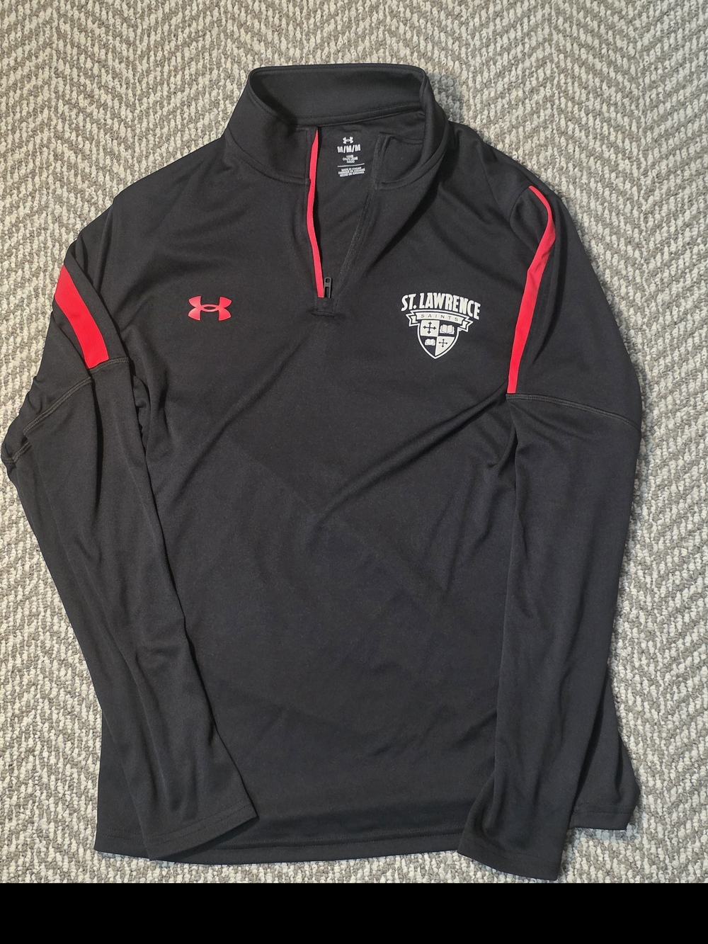 Under Armour St. Lawrence Mens Pullover Jacket Medium M Black Red Quarter Zip